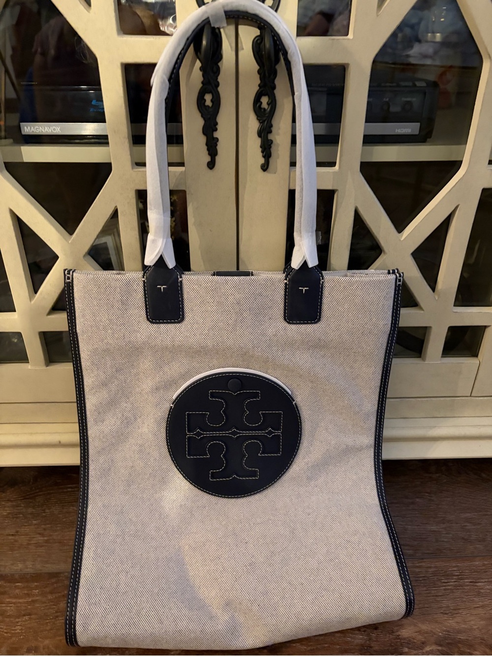 Tory Burch Ella North South canvas tote